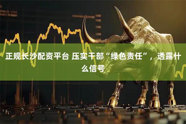 正规长沙配资平台 压实干部“绿色责任”，透露什么信号